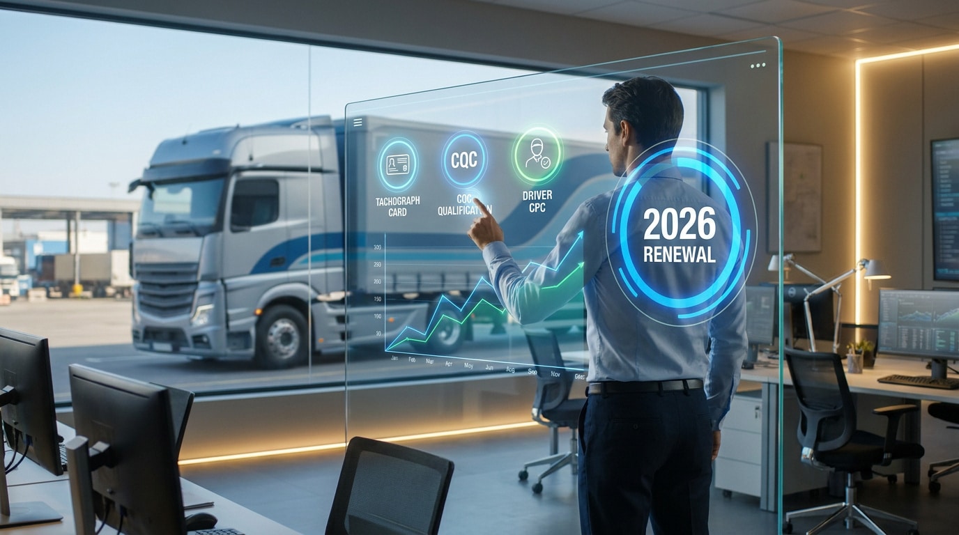 john-towner-3Kv48NS4WUU-unsplash Un professionnel utilisant une interface numérique transparente pour gérer les renouvellements de cartes de chauffeur en 2026.
